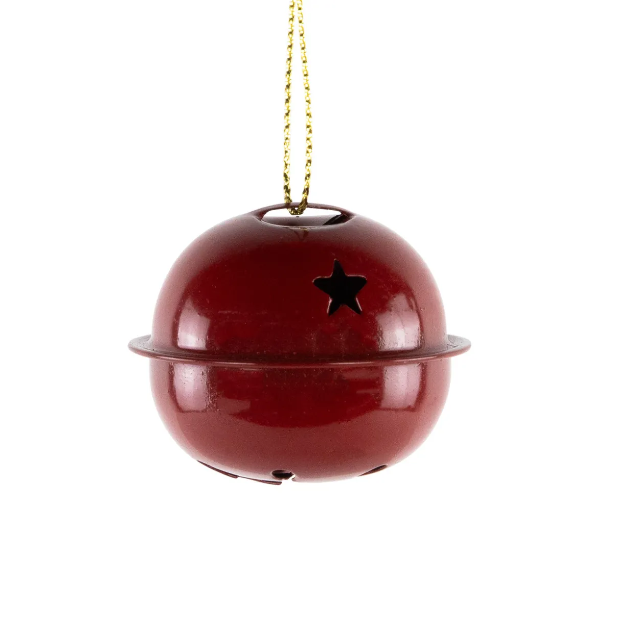 Snowflakes and Stars Christmas Jingle Bell Ornaments - 1.5" - Burgundy - 12ct