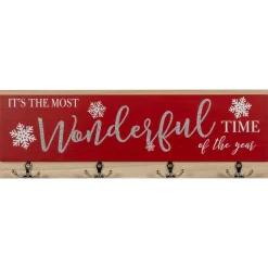 Snowflakes "It's The Most Wonderful Time of The Year" Christmas Wall Hooks - 19.5"