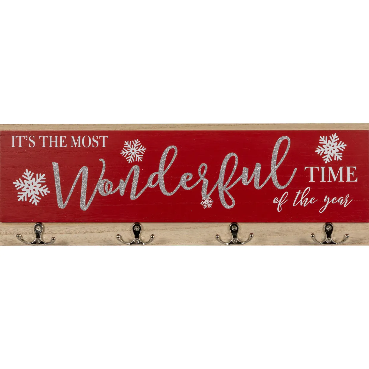 Snowflakes "It's The Most Wonderful Time of The Year" Christmas Wall Hooks - 19.5"