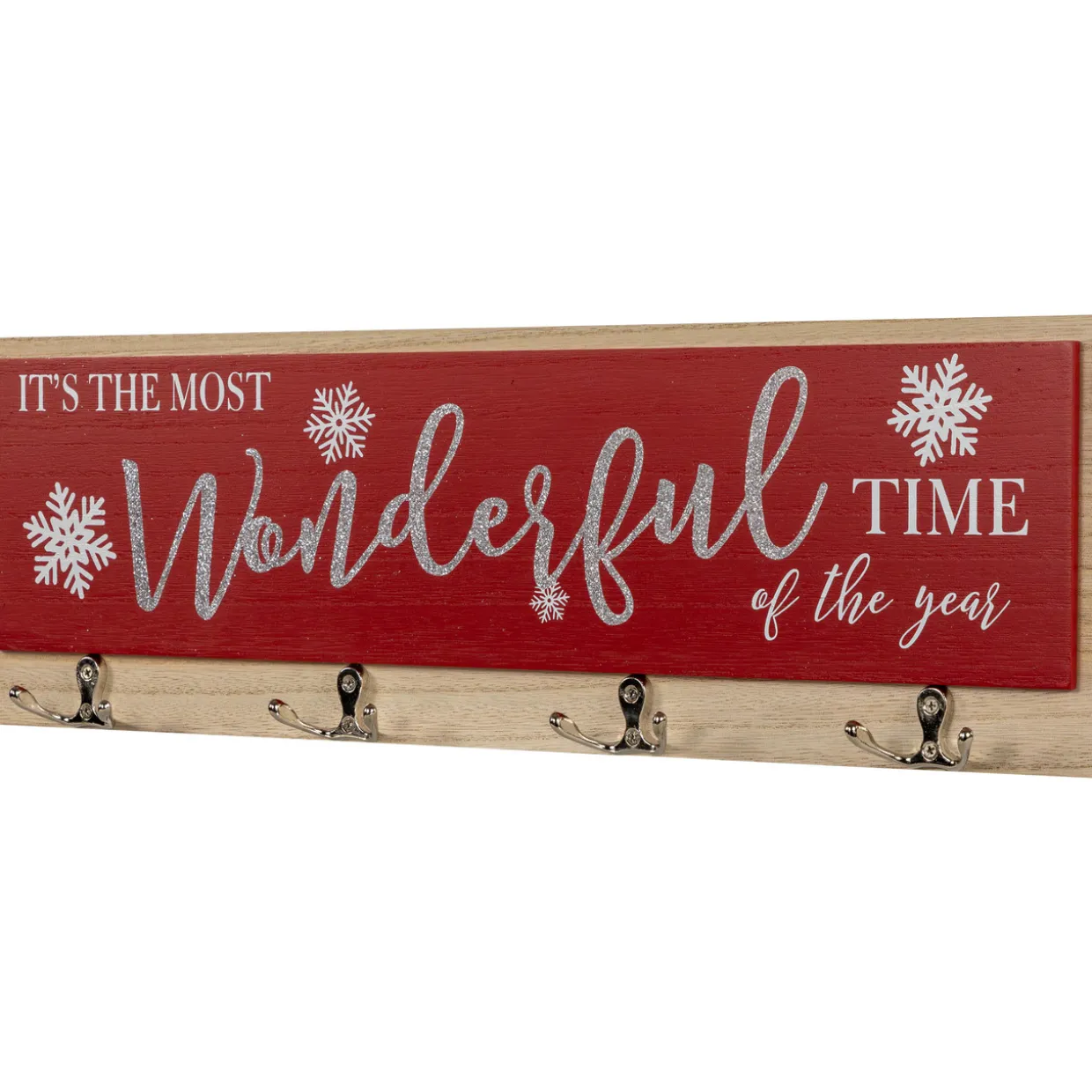 Snowflakes "It's The Most Wonderful Time of The Year" Christmas Wall Hooks - 19.5"
