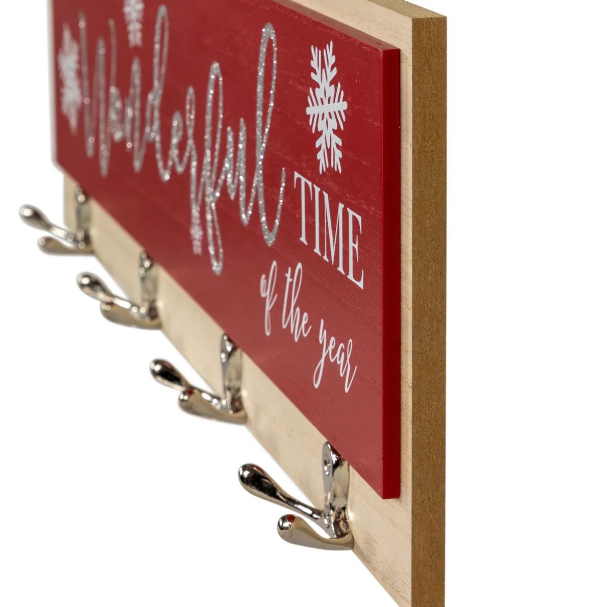 Snowflakes "It's The Most Wonderful Time of The Year" Christmas Wall Hooks - 19.5"