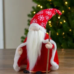 Snowflakes Santa Gnome with Cape Christmas Figure - 14.5" - Red and White