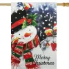 Snowman and Yellow Birds Merry Christmas Outdoor House Flag 28" x 40"
