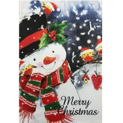 Snowman and Yellow Birds Merry Christmas Outdoor House Flag 28" x 40"