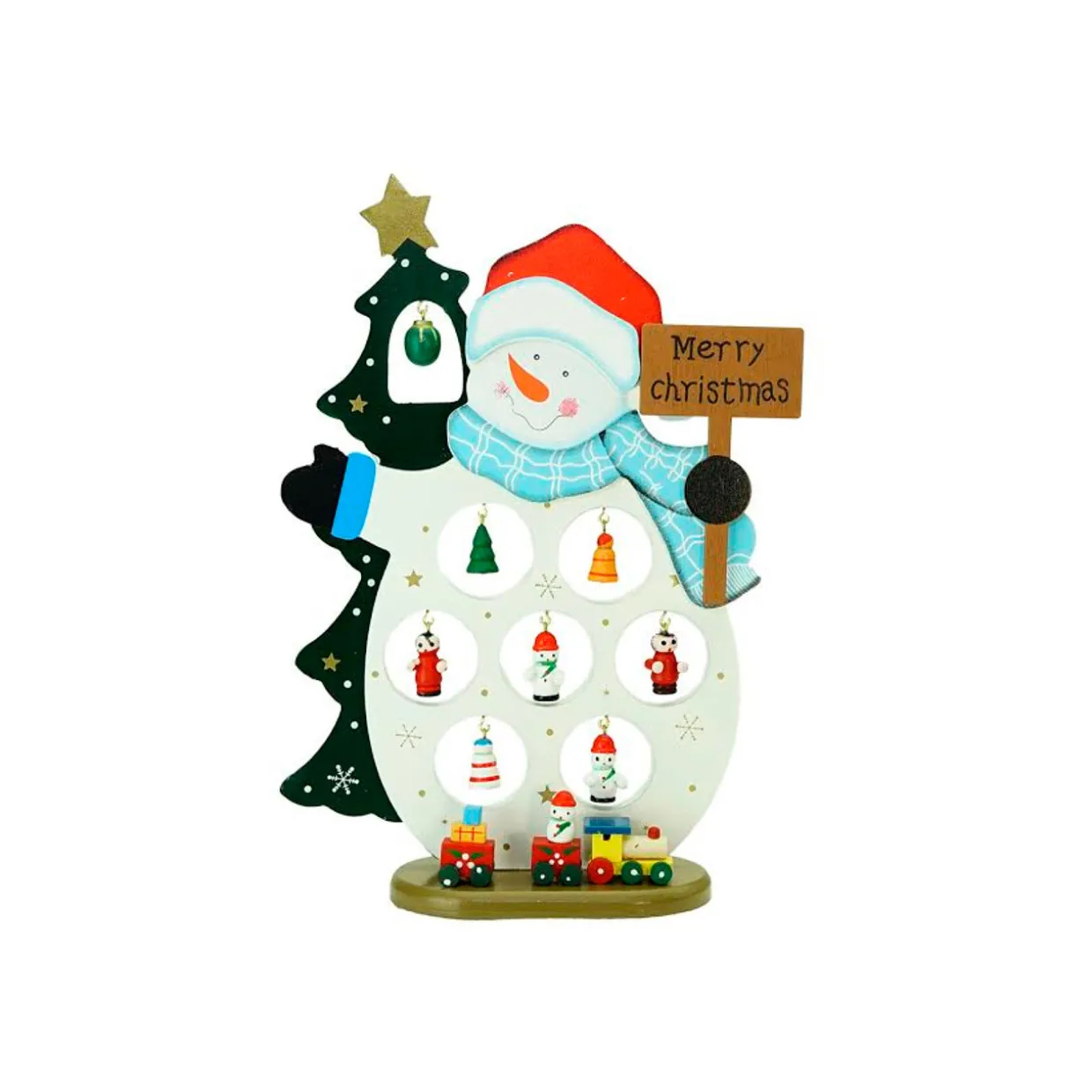 Snowman Cut-Out Ornament Holder "Merry Christmas" Decoration - 10.25"