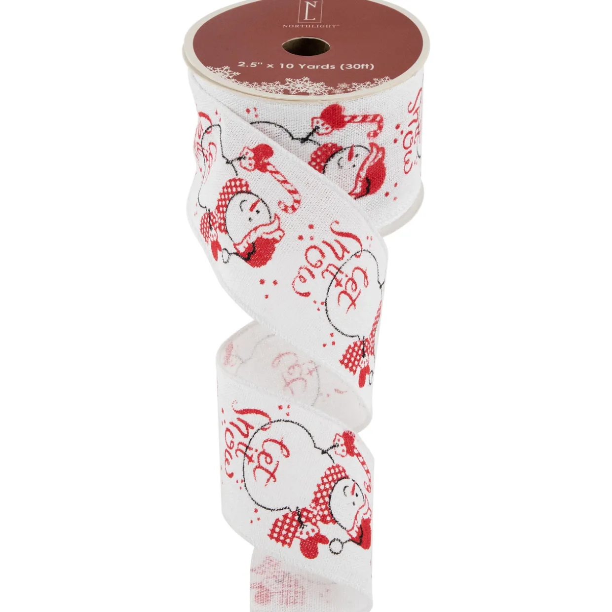 Snowman "Let It Snow" Wired Craft Christmas Ribbon 2.5" x 10 Yards
