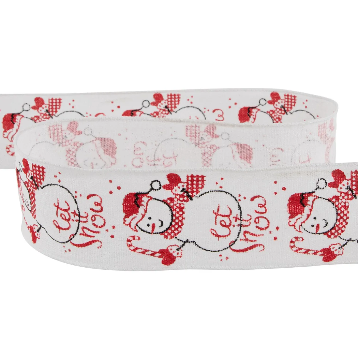 Snowman "Let It Snow" Wired Craft Christmas Ribbon 2.5" x 10 Yards
