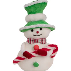 Snowman with Candy Cane Christmas Figure - 10"