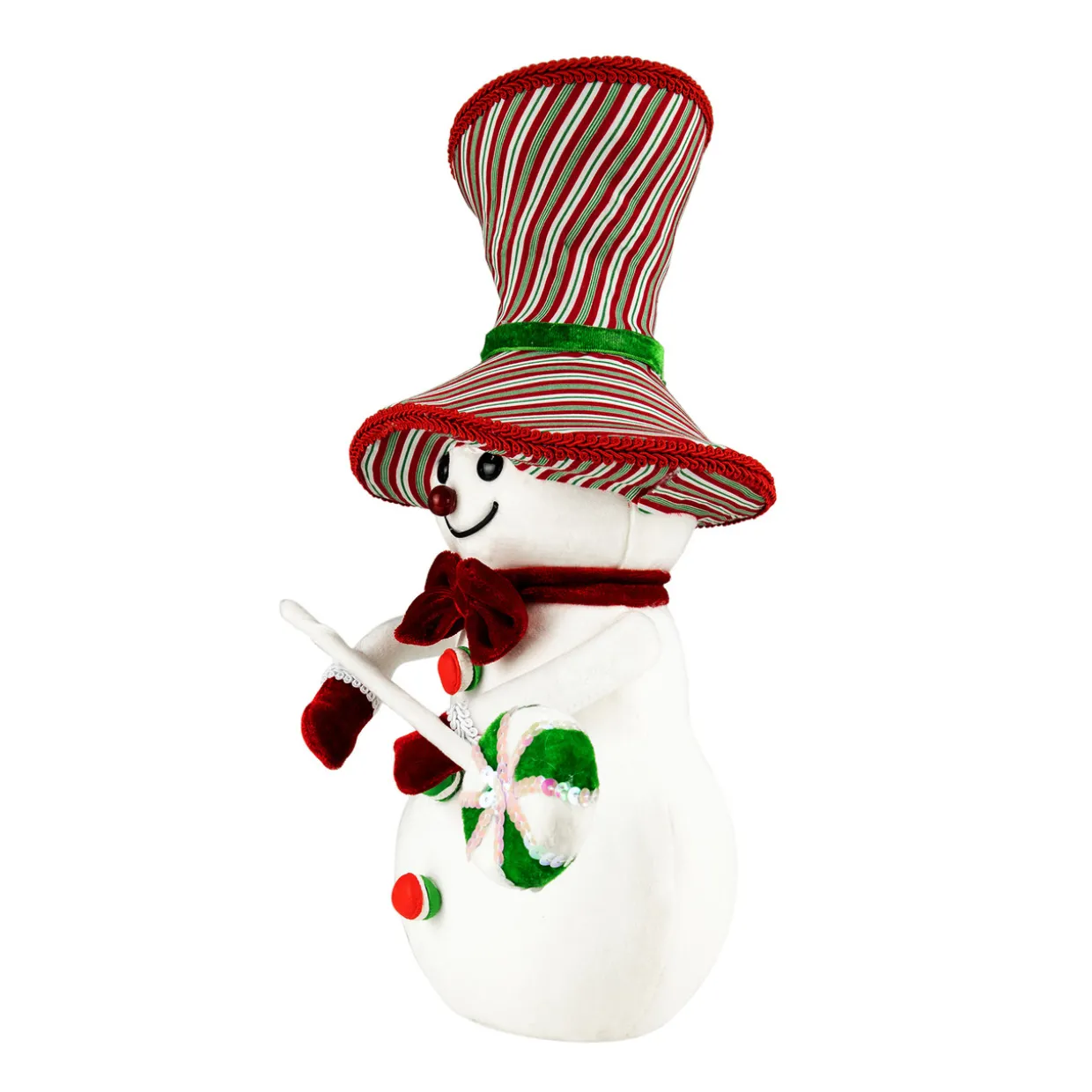 Snowman with Sequin Lollipop and Striped Hat Christmas Decoration - 15"