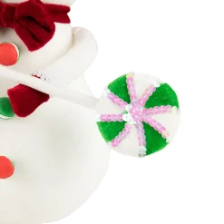 Snowman with Sequin Lollipop and Striped Hat Christmas Decoration - 15