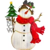 Snowman with "Snow" and Pine Tree Sign Wooden Christmas Decoration - 18"