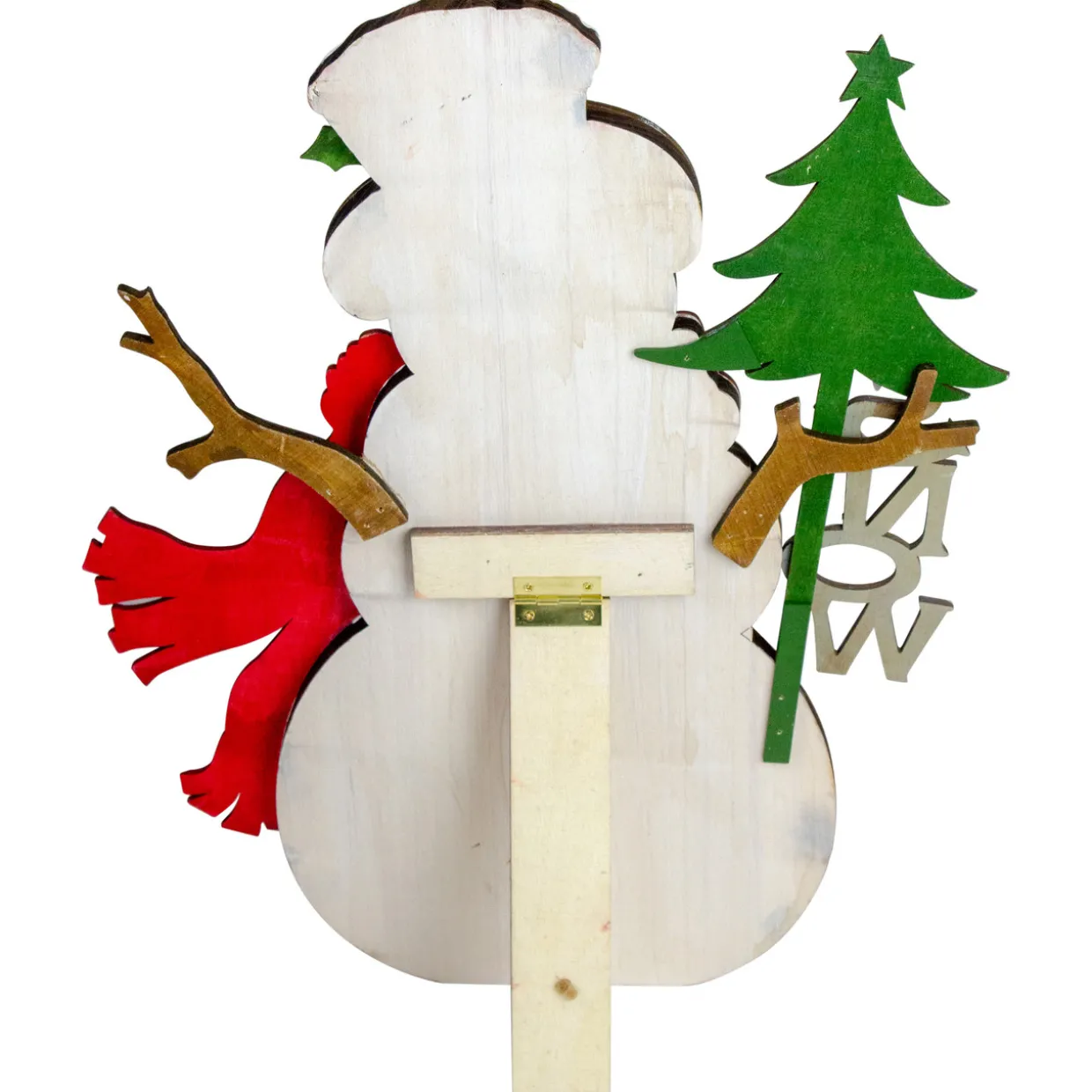 Snowman with "Snow" and Pine Tree Sign Wooden Christmas Decoration - 18"