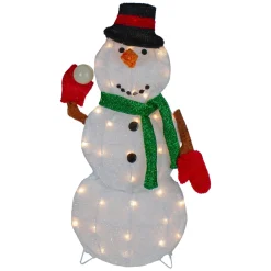 Snowman with Snowball Christmas Outdoor Decoration - 24" - White Lights