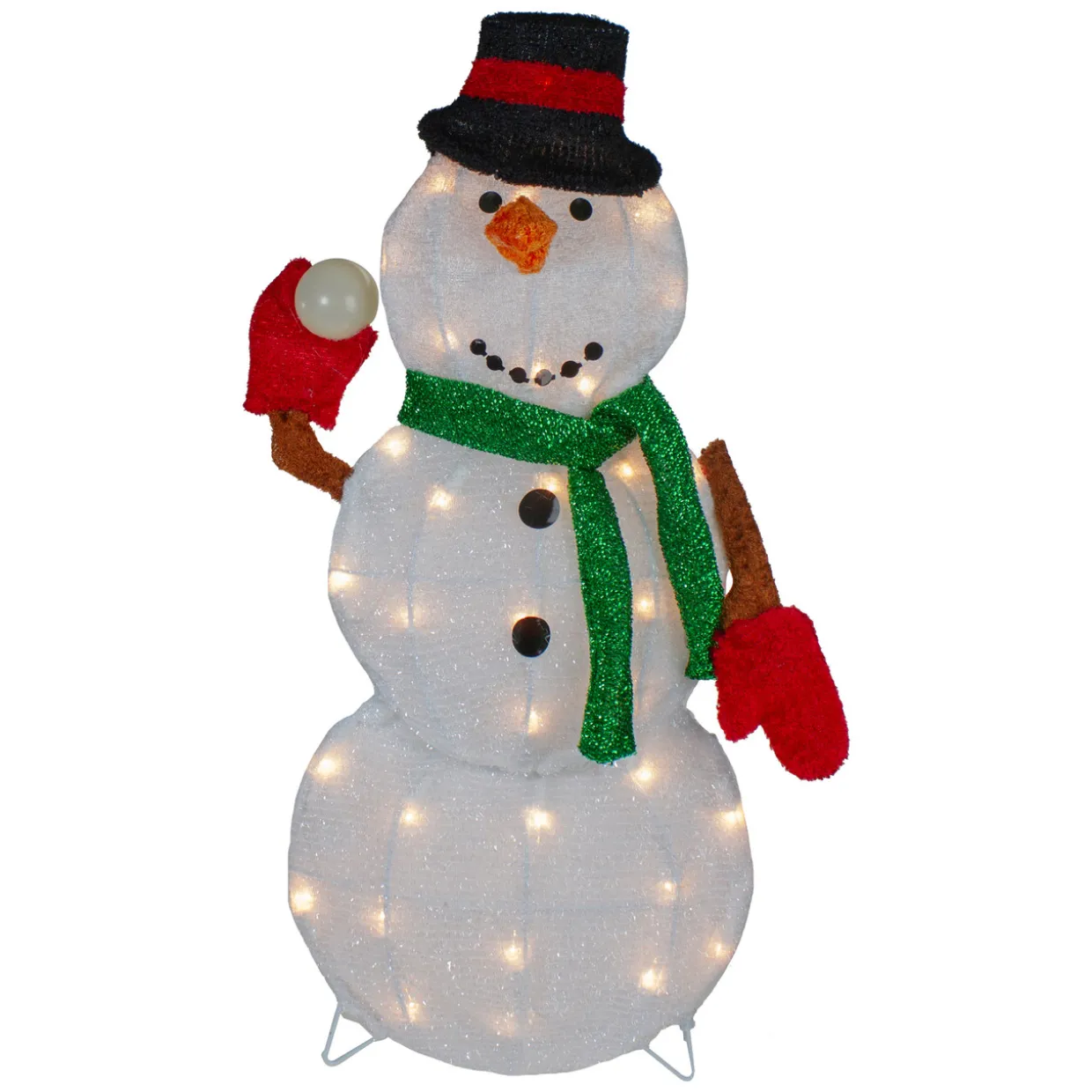 Snowman with Snowball Christmas Outdoor Decoration - 24" - White Lights