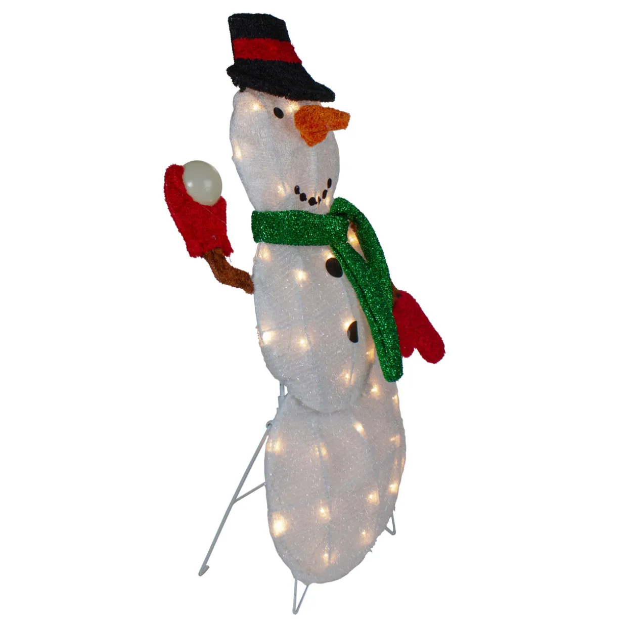 Snowman with Snowball Christmas Outdoor Decoration - 24" - White Lights