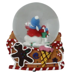 Snowmen and Gingerbread Sleigh "Joy" Musical Christmas Snow Globe - 5.25"