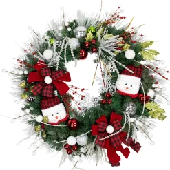 Snowmen and Icicles Pine Artificial Christmas Wreath - 40" - Unlit