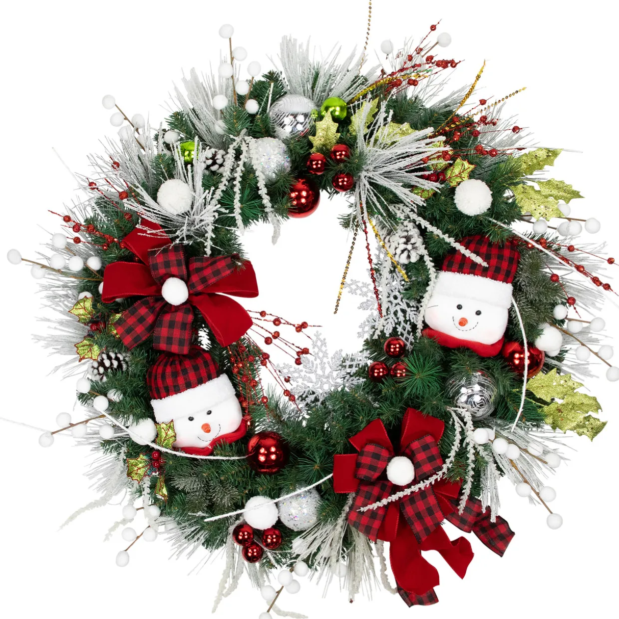 Snowmen and Icicles Pine Artificial Christmas Wreath - 40" - Unlit