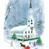 Snowy Church Winter Scene Wall Decor Art Print