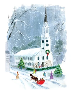 Snowy Church Winter Scene Wall Decor Art Print