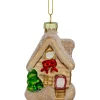 Snowy Country Cabin Glass Christmas Hanging Ornament - 3.25"