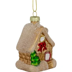 Snowy Country Cabin Glass Christmas Hanging Ornament - 3.25