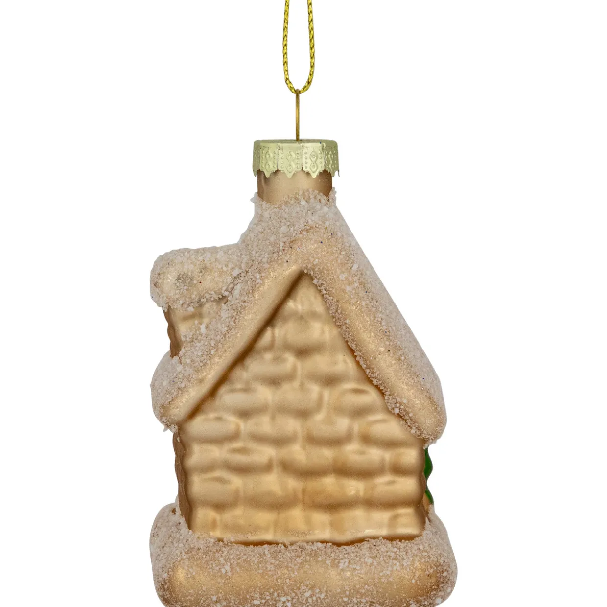 Snowy Country Cabin Glass Christmas Hanging Ornament - 3.25"