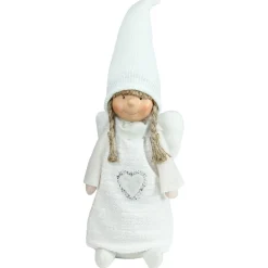 Snowy Woodlands Girl Angel Christmas Figurine - 19.25" - White