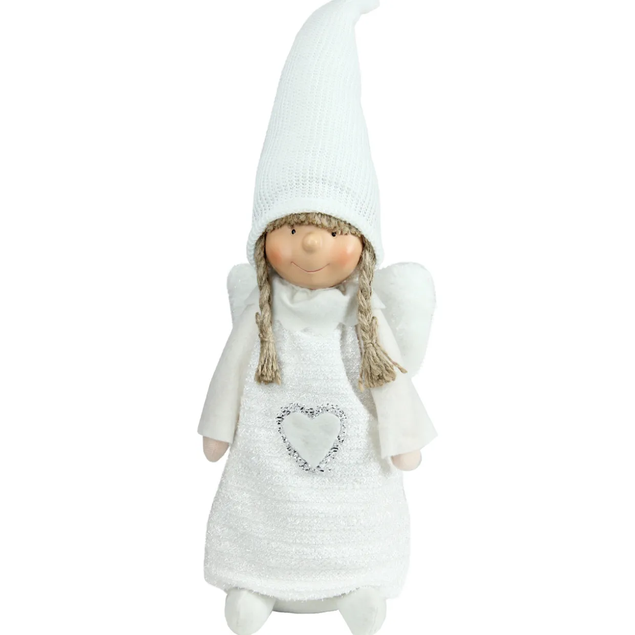 Snowy Woodlands Girl Angel Christmas Figurine - 19.25" - White