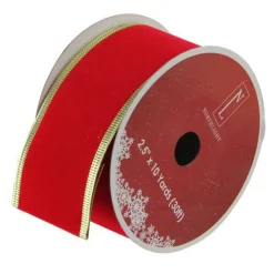 Solid Bright Red and Gold Wired Christmas Craft Ribbon 2.5 x 10 Yards