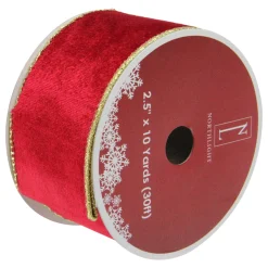 Solid Bright Red Wired Christmas Craft Ribbon 2.5" x 10 Yards