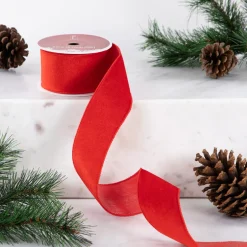 Solid Red Wired Craft Christmas Ribbon 2.5" x 10 Yards