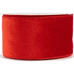 Solid Red Wired Craft Christmas Ribbon 2.5