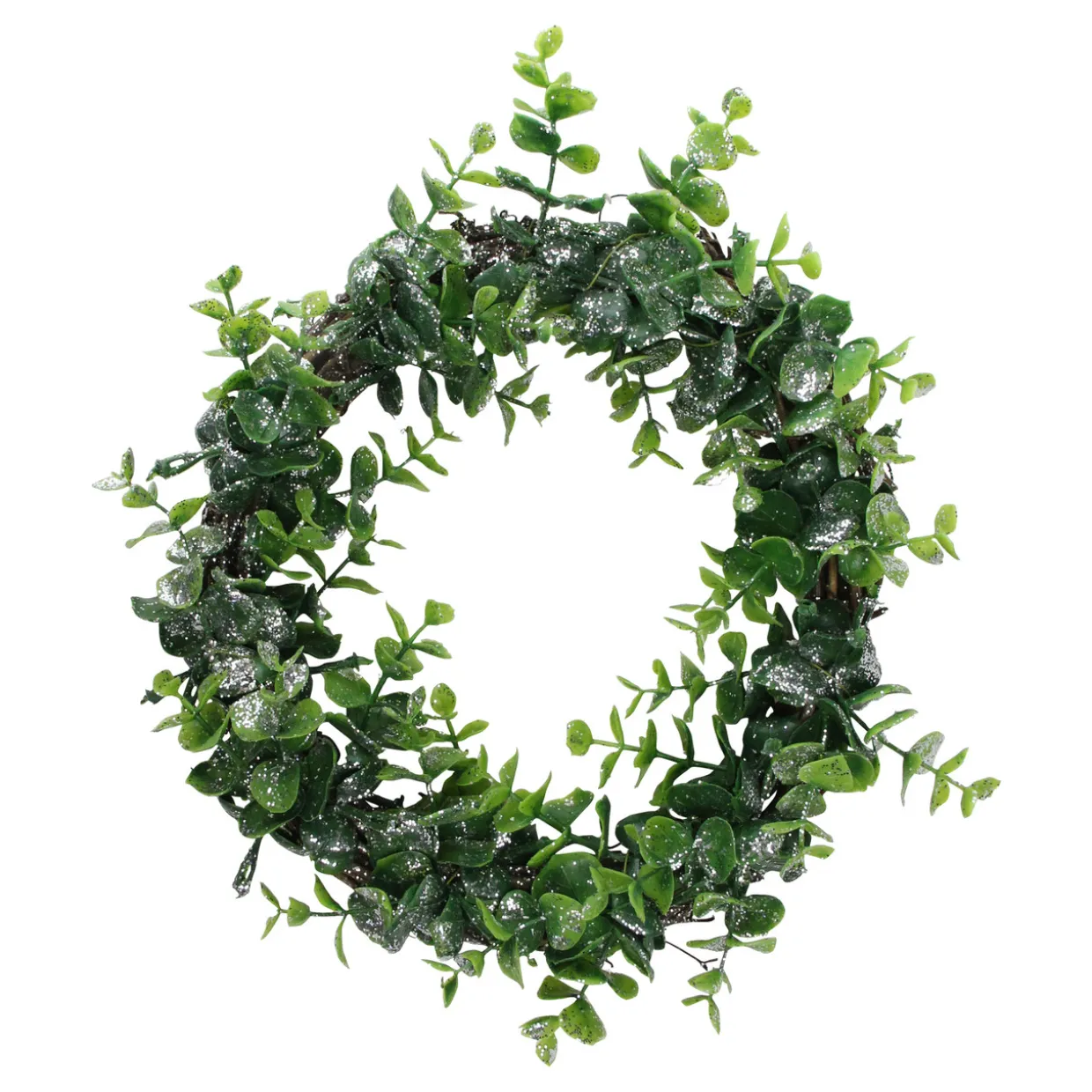 Sparkling Silver and Green Grass Decorative Artificial Christmas Wreath - 8.75-Inch, Unlit
