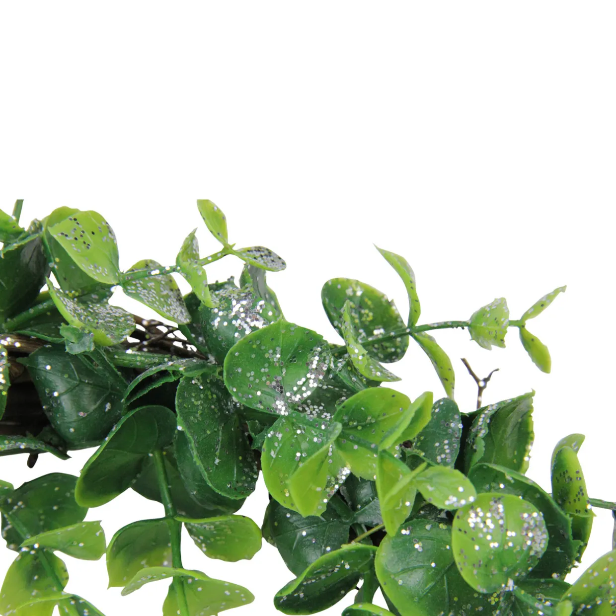 Sparkling Silver and Green Grass Decorative Artificial Christmas Wreath - 8.75-Inch, Unlit