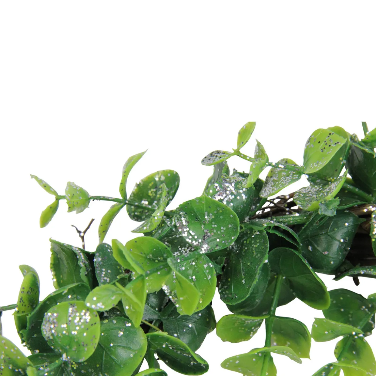 Sparkling Silver and Green Grass Decorative Artificial Christmas Wreath - 8.75-Inch, Unlit