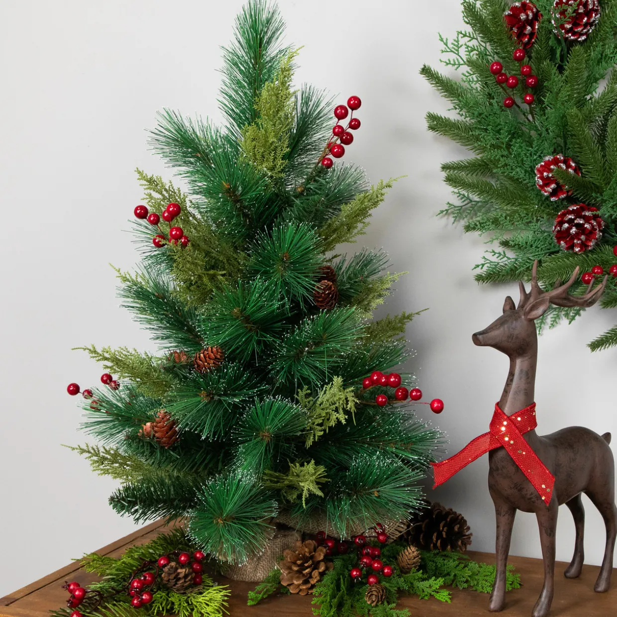 Spruce Pine Needle and Pinecone Artificial Mini Christmas Tree - 25" - Unlit