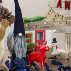 Standing Christmas Gnome with Textured Line Hat Figure - 19