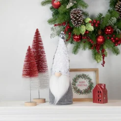 Standing Christmas Gnome with Flip Sequin Hat - 14" - Silver and Gray