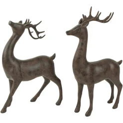 Standing Deer Christmas Decorations - 14" - Brown - Set of 2