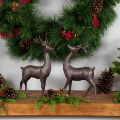 Standing Deer Christmas Decorations - 14" - Brown - Set of 2