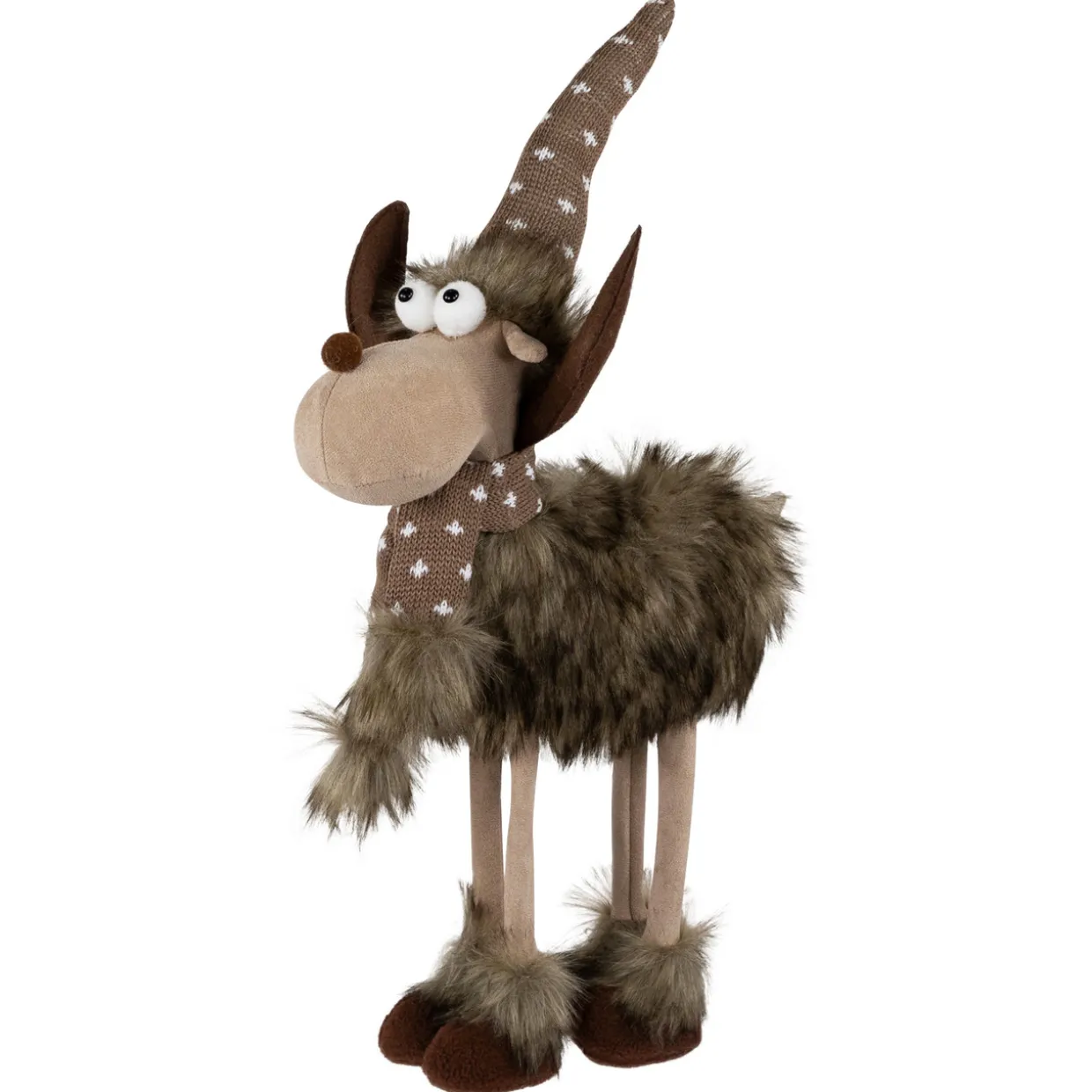 Standing Four Legged Moose Christmas Figure - 19" - Brown and White
