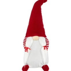 Standing Girl Gnome with Hands in Pocket Christmas Figure - 20.5" - Red and White