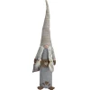 Standing Girl Gnome with Plaid Toy Sack Christmas Figure - 27" - Gray and Beige