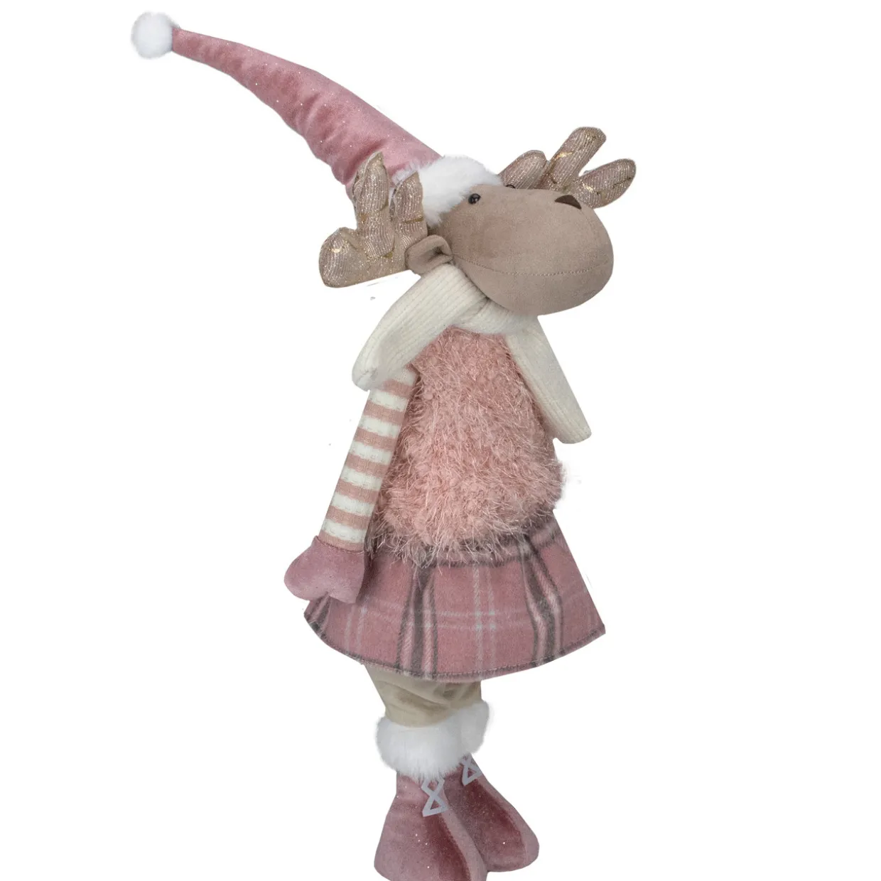 Standing Girl Moose Christmas Figurine - 26" - Pink and Beige