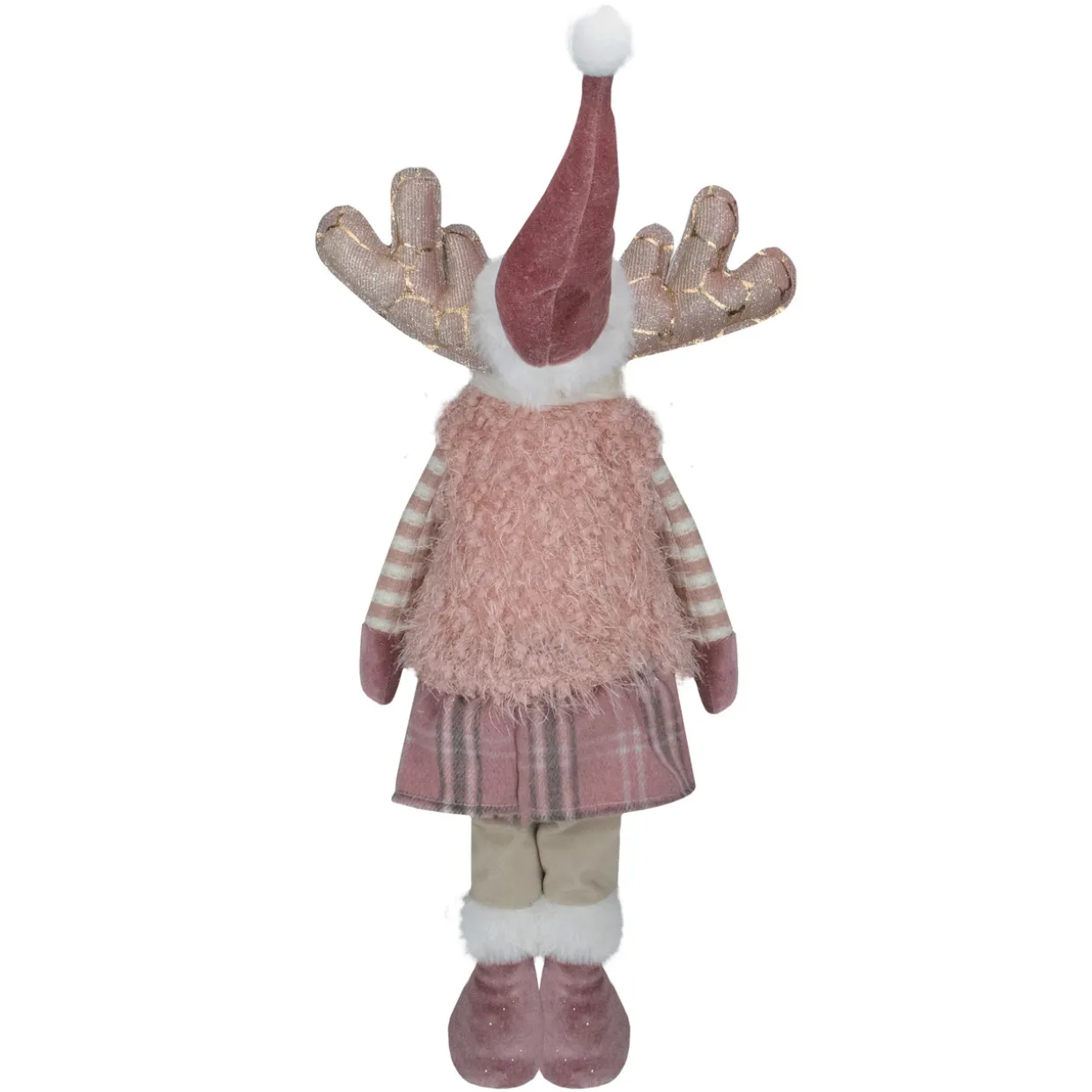 Standing Girl Moose Christmas Figurine - 26" - Pink and Beige