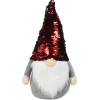 Standing Gnome with Flip Sequin Hat Christmas Figure - 11" - Red and Gray