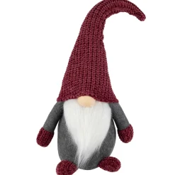 Standing Gnome with Knitted Hat Christmas Decoration - 18" - Mauve and Gray