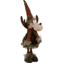 Standing Plush Moose with Striped Legs Christmas Figure - 18