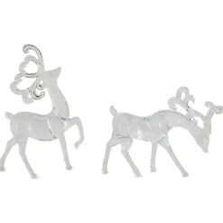 Standing Reindeer Christmas Figurines - 9.25" - Clear - Set of 2